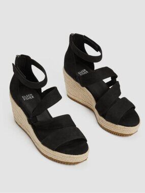 *NIB* EILEEN FISHER WISP NUBUCK ESPADRILLE PLATFORM WEDGE SANDALS_$215_sz 8.5